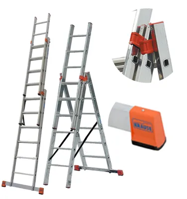 Zdjęcie produktu dla Drabina wielofunkcyjna KRAUSE MONTO Tribilo 3x6 szczebli 129642 wys. robocza 4,45m
