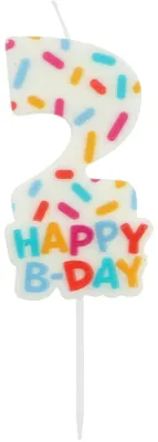 Produktbild von Zahlenkerze Geburtstag "Cozy Sprinkles" 7 cm | Bunt Zahl: 2