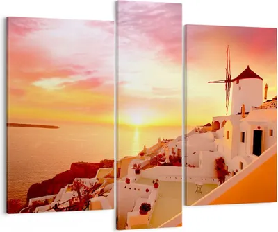 Produktbild von Bild auf Leinwand - Leinwandbild - Santorini Griechenland Urlaub - 95x80cm - Wand Bild - Wanddeko - Leinwanddruck - Bilder - Kunstdruck - Wanddekoration - Leinwand bilder - Wandkunst - CB95x80-2691