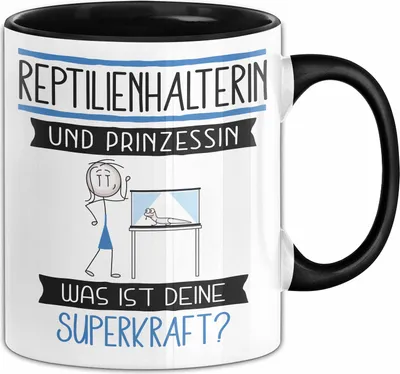 Produktbild von Reptilienhalterin Und Prinzessin Tasse Geschenk Für Eine Reptilienhalterin Geburtstag Was Ist Deine Superkraft (Schwarz)
