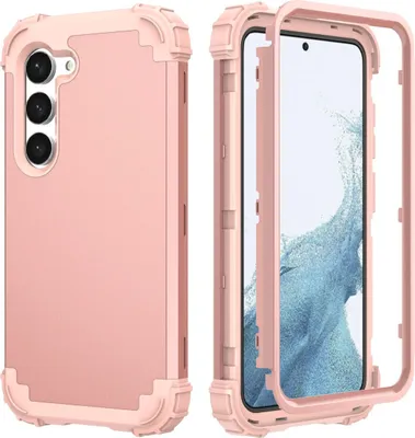 Produktbild von Galaxy S23+ Hülle, 3 in 1 Hybrid PC TPU Stossfest Robust Schutzhülle für Samsung Galaxy S23+ Roségold