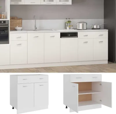 Produktbild von vidaXL Zásuvková skrinka Lyon White 80x46x81,5 cm Materiál na báze dreva