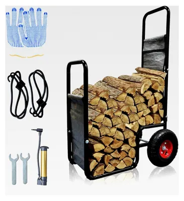 Produktbild von Kaminholzwagen: 68,6 x 50,8 x 111,8 cm großes, robustes Metall, wasserdicht, tragbares Lagerregal für Outdoor, Camping, Hinterhof, Kamin und Innenbereich