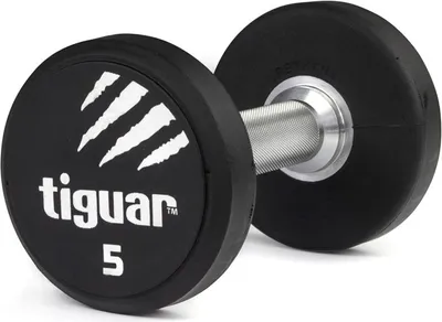 Produktbild von tiguar PolyurethanKurzhantel 5 kg  ergonomisch gerändelter Griff, langlebiges Polyurethan, rutschfest und stoßdämpfend