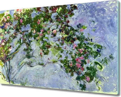 Produktbild von Coloray Herdabdeckplatte 80x52 cm Schneidebrett Kochplattenabdeckung Küchenbrett Hackbrett - Natur Blumen Claude Monet