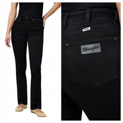 Produktbild von Wrangler | Straight Damenjeans, schwarz, gerader Schnitt, Größe W28 L32