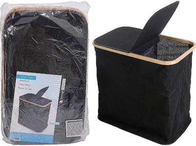 Immagine prodotto di Sacco per il bucato con struttura in bambù, 53x50 cm, nero - Home Styling Collection