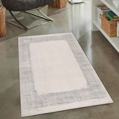 Zdjęcie produktu dla Nowoczesny designerski dywan | błyszczący | w kolorze niebieskim i białym Rozmiar - 80 x 150 cm