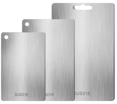Imagen del producto de Juego de 3 tablas de cortar de acero inoxidable para la cocina