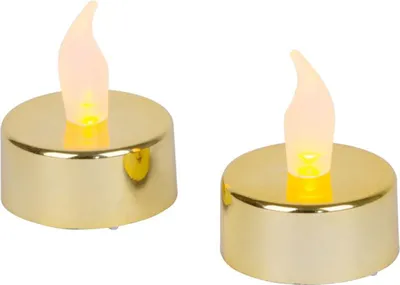 Image de Bougies MagicHome Noël, LED chauffe-plat, set de 2 pieces, dorées, pour tombe, flamme mobile