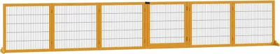 Produktbild von Absperrgitter Hund Verstellbares Schutzgitter mit Füßen 432 x 70 cm Holz Hundegitter Klappbar Treppenschutzgitter Hundeabsperrgitter für Treppen, Türen, Flur, 6 Paneelen, Gelb |