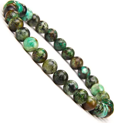Produktbild von Bixorp Gems Náramek z afrického tyrkysu 6 mm - náramek z drahých kamenů - duchovní dárek - 20 cm