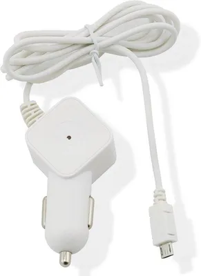 Image de Chargeur de voiture Muvit avec connecteur micro-USB - Blanc - 2,1 A - 1,2 m
