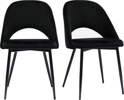 Produktbild von Miliboo - Vintage-Stühle aus schwarzem Samt mit Beinen aus Metall 2er-Set COSETTE