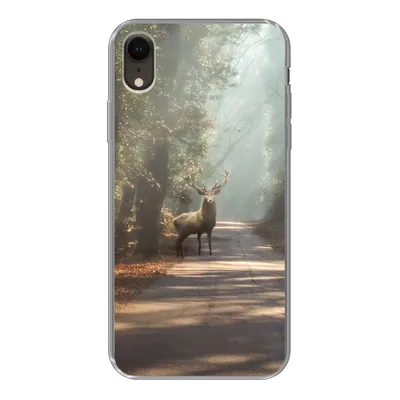 Produktbild von MuchoWow® Handyhülle Schutzhülle Hülle für iPhone XR Hirsche - Wald - Sonnenstrahlen Silikon Softcase Handy Hülle - Schutzdeckel