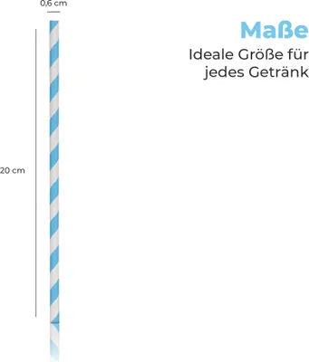 Zdjęcie produktu dla Papierowe słomki do picia (100 sztuk) 100% biodegradowalne - Kolorowe słomki papierowe 100% papier siarczanowy - wytrzymałe, stabilne i przyjazne dla środowiska