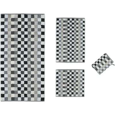Produktbild von Cawö Walkfrottier Handtücher Unique Karo 942 anthrazit weich saugfähig modern, Größe:Waschhandschuh 16 x 22 cm