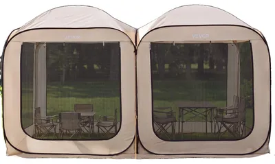 Produktbild von VEVOR Bildschirmhaus Zelt, 3660 x 3380 x 2300 mm, 10-12 Personen Pop-Up Bildschirmzelt, tragbares Zelt mit Tragetasche, Netzseiten, Erdnägel, für Garten, Terrasse, Outdoor-Aktivitäten, Beige, 365,76x182,88 cm-2 in 1