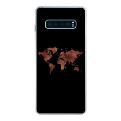 Produktbild von MuchoWow® Handyhülle Schutzhülle Hülle für Samsung Galaxy S10 Plus Weltkarte - Leder - Schwarz Silikon Softcase Handy Hülle - Schutzhülle
