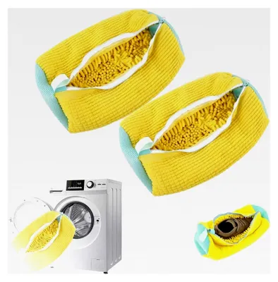 Produktbild von 2 Stück Wäschenetz für Schuhe, 360° Reinigungsflaum, mit Reißverschluss, wiederverwendbarer Schuhwaschbeutel für die Waschmaschine, geeignet für alle Schuharten