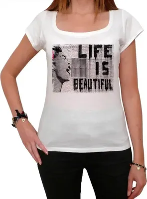Produktbild von Damen Grafik T-Shirt Das Leben ist schön – Life Is Beautiful – Öko-Verantwortlich Vintage Jahrgang Kurzarm Lustige Druck Geburtstag Geschenk Frau