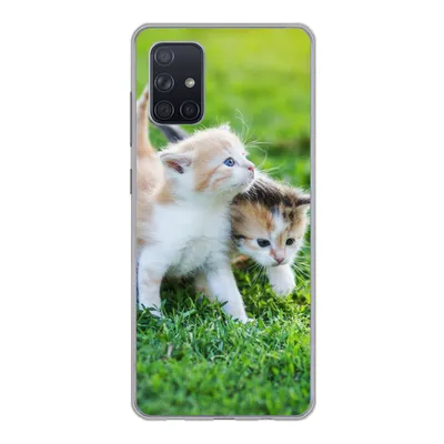 Produktbild von MuchoWow® Handyhülle Schutzhülle Hülle für Samsung Galaxy A51 Kätzchen - Katze - Korb - Mädchen - Kinder - Jungen - Kinder Silikon Softcase Handy Hülle - Schutzabdeckung