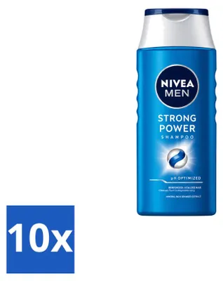 Imagen del producto de 10 champús NIVEA MEN Strong Power, 250 ml, pack económico, 10 unidades
