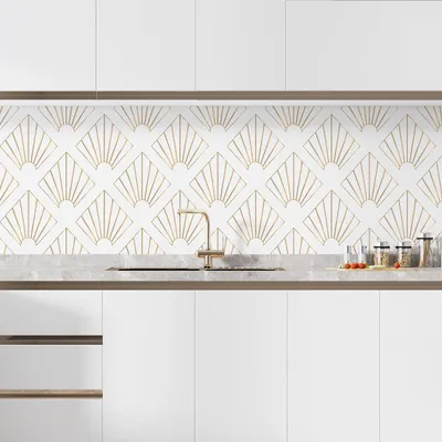 Produktbild von Klebefolie für Küchenrückwand – Lumaléa – Geometrisches Muster – Klebefolie + MATTER Schutz – 60 x 60 cm