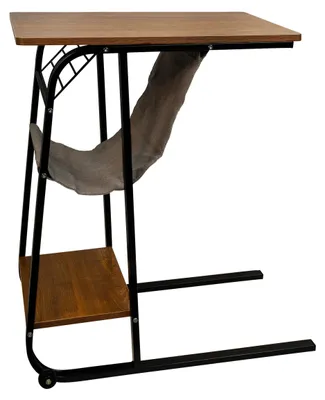 Imagen del producto de Mesa auxiliar con ruedas y estantes, en color marrón y negro