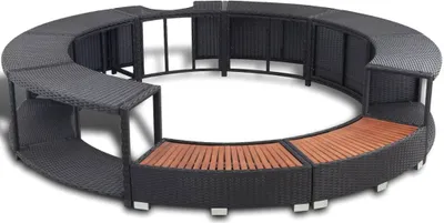 Produktbild von Whirlpool-Umrandung Schwarz Poly-Rattan