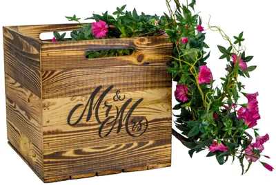 Produktbild von Hochzeitskiste geflammt Mr & Mrs  passend für Kallax und Expeditregale Regaleinsatz