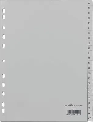 Produktbild von DURABLE Register A4 24-tlg. A-Z geprägt PP, 650810 grau