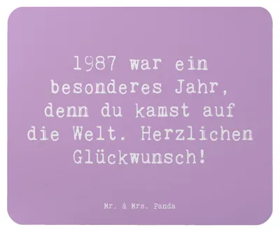 Produktbild von Mr. & Mrs. Panda Mousepad Spruch 1987 Geburtstag - Lavendeltraum - Geschenk, besonderes Jahr, Happy Birthday, liebevolles, mousematte, Geburtsjahr, Alter, laptop, Mauspad