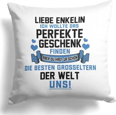 Produktbild von 22Feels Enkelin Geschenk von Oma Opa Mädchen Kissen Deko Kinderzimmer Dekoration Geburtstag Weihnachten Abitur Uni Abschluss Bachelor Master Wohnzimmer Schlafzimmer Couch