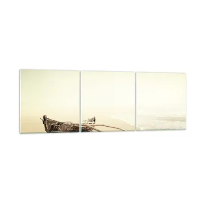Produktbild von Bilder auf glas - 3 Teile - £ódŸ Wrack Meer - 90x30cm - Glasbilder - Wandbilder - Bilder - Kunstdruck - zum Aufhängen bereit - Wanddekoration aus Glas - Glas Bilder - Wandbild auf Glas - GCA90x30-5123