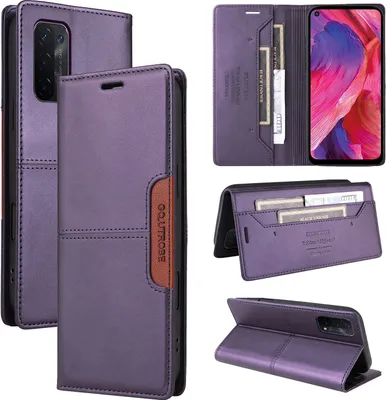Image de Etui pour Oppo A93 5G/A54 5G/A74 5G/A93s 5G , étui portefeuille en cuir avec fente pour cartes et support Violet