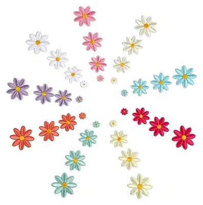 Blumen-Bügelpatches, 72 Stück, mehrfarbig, für Textilien