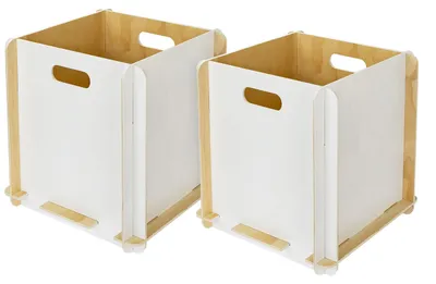 Zusammensteckbare Holzbox 32 cm Weiß Aufbewahrungsbox passend für Kallax und Expedit 2 Stück