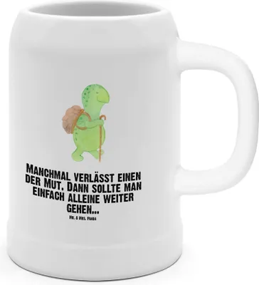 Produktbild von Mr. & Mrs. Panda Bierhumpen Schildkröte Wanderer - Weiß - Geschenk, Steinkrug, Motivation, Schildkröten, Humpen, Motivationsspruch, Seidel, Rucksack, Krug, Bierbecher