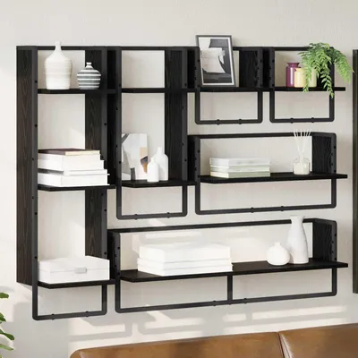 Immagine prodotto di Maison Exclusive - Set di mensole da parete 6 pezzi effetto rovere nero 100 x 25 x 30 cm