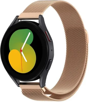 Produktbild von Strap-it Milanese Armband - Kompatibel mit Samsung Galaxy Watch 5 Armband 40mm Edelstahl Armband mit Magnetverschluss - Ersatzarmband - Hochwertiges Material - für Smartwatch 20mm Armband Rosa Gold