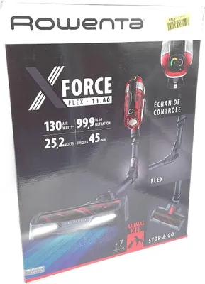 Produktbild von Rowenta X-Force Flex 11.60 Animal RH9878, Stabstaubsauger, Beutellos, Rot, Grau, 0,9 l, Rechteckig, Trocken