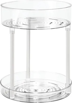 Produktbild von mDesign Regal Organizer Ablage Aufbewahrung drehbar 2 Etagen transparent / weiß