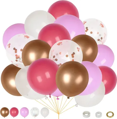 Immagine prodotto di Set di 60 palloncini da 30 cm Decorazione per compleanni e feste Rosa e bianco