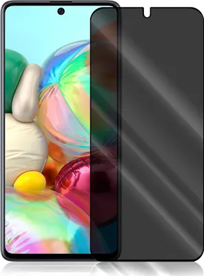 A privacy screen protector is shown placed over a smartphone screen.