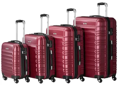 Immagine prodotto di Set valigie rigide trolley - Set di 4 valigie 16, 20, 24 e 28 pollici - ABS - Rosso - Lucchetto a combinazione