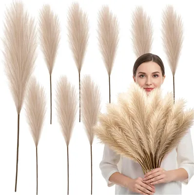 Obrázek produktu pro Béžová umělá tráva pampová, sada 10 kusů dekorací