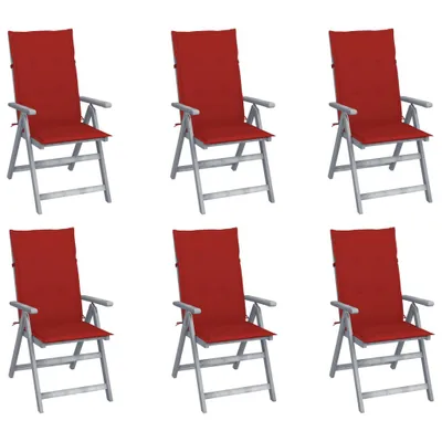 Image de Chaises inclinables de jardin lot de 6 et coussins Bois acacia
