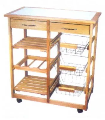 Gemüsewagen 67x37x79 cm, Metall & Kiefernholz, mehrfarbig