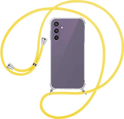 Produktbild von Handykette Backcover-Schutzhülle mit Band (Metall silberfarben) für Samsung Galaxy A25 5G - gelb